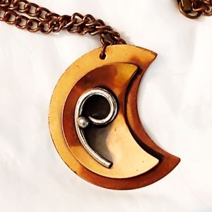 Large VTG 1950s Renoir Copper Pendant Necklace